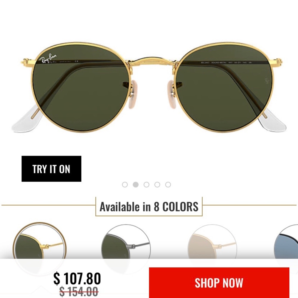 Ray Bans Round Metal Sunglasses (Gold)